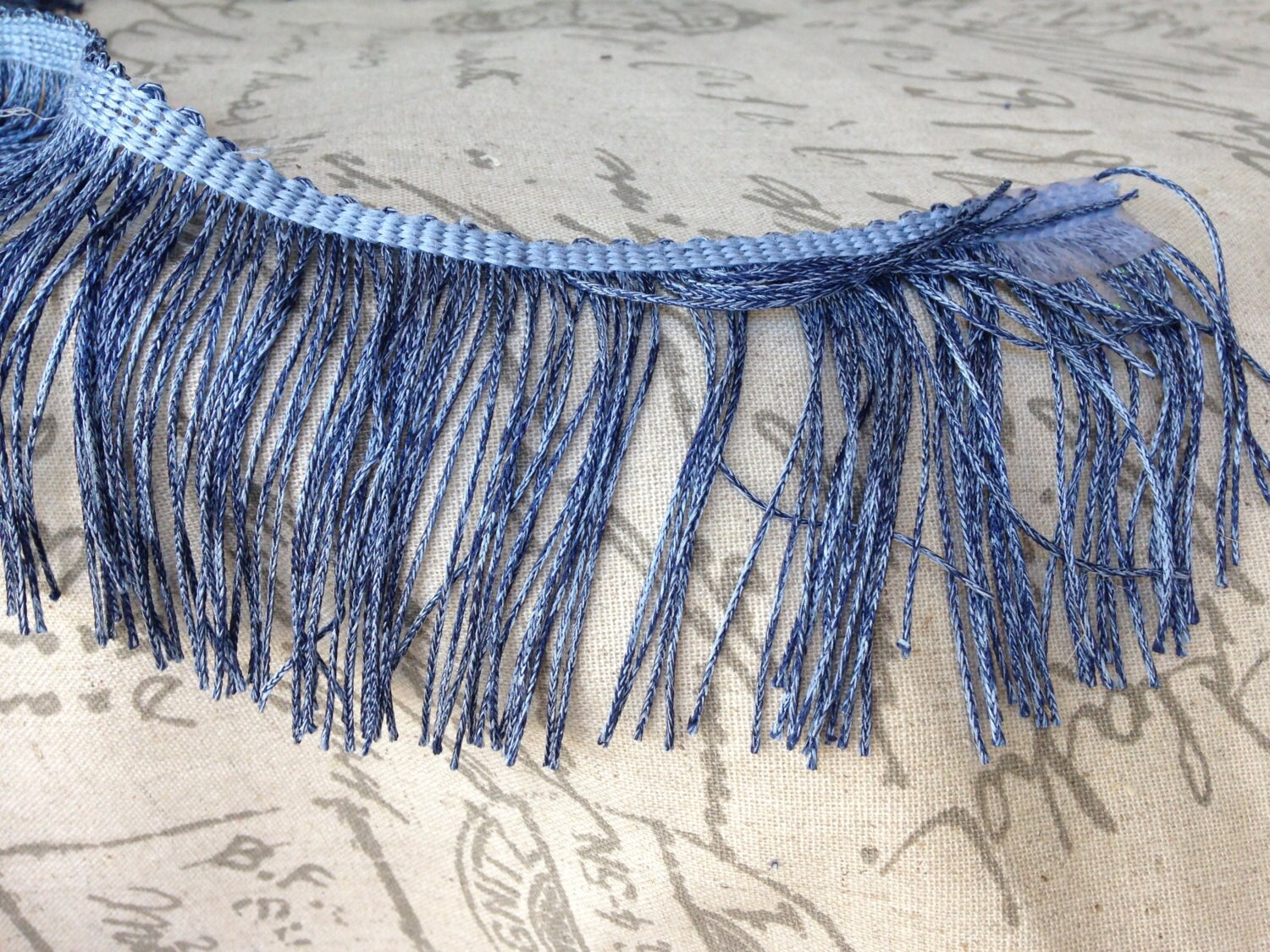 Fringe Tassle Trim 1 yard costume fringe denim blue