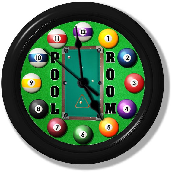 Pool Room Balls on Table Unique Wall Clock by ClocksGalore