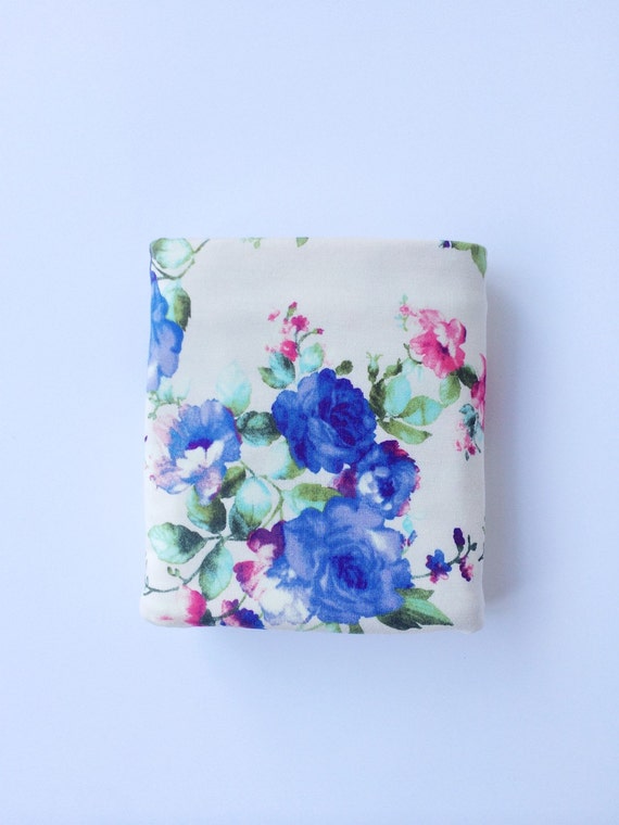 Blue floral swaddle baby blanket
