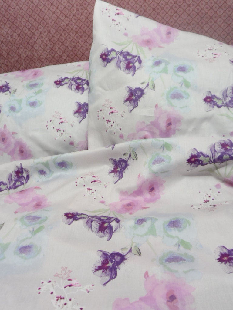 Duvet cover Twin. Children bed linens. Pastel Lilac Pink Duvet