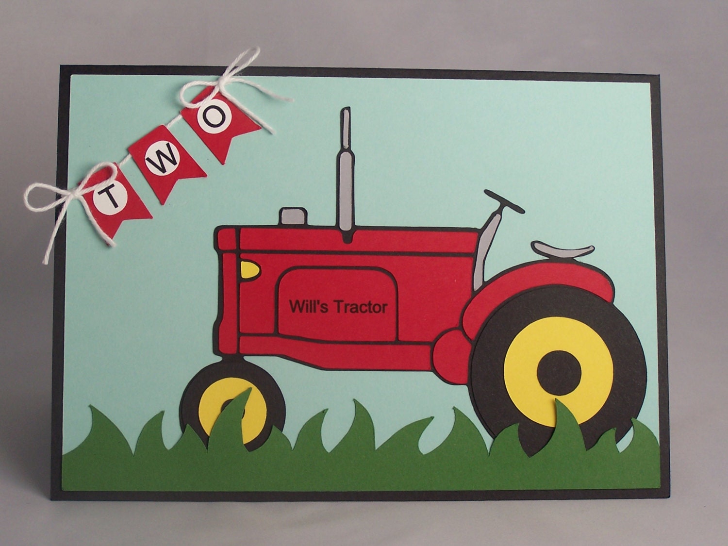 Handmade Birthday Card: Boy Girl Child Tractor Farm