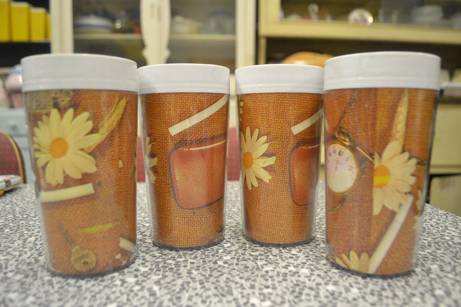 Vintage plastic drinking glasses caravan australian Newlyne retro