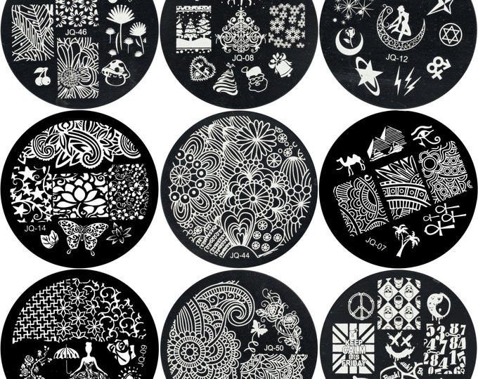 50 Design Nail Art Stamping Template Metal Image Design Manicure Decor Plate JQ Series