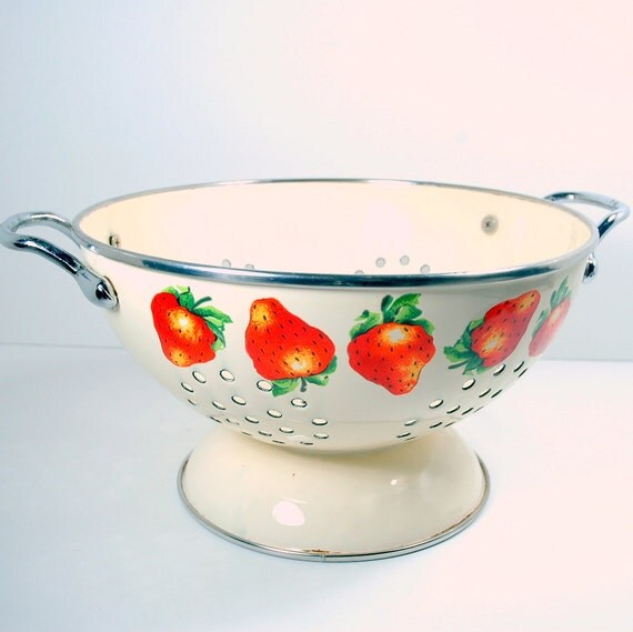 Vintage Strawberry Kitchen Colander by VintageItemExchange on Etsy