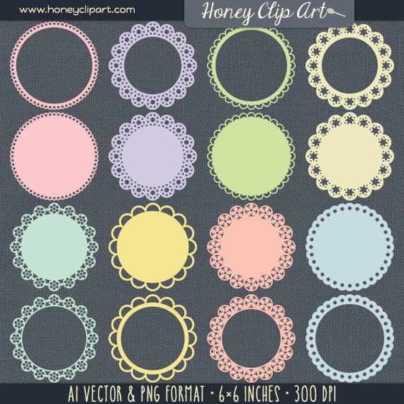 Download Vector Doily Clipart Digital Lace Circle Pastel Lace Frame