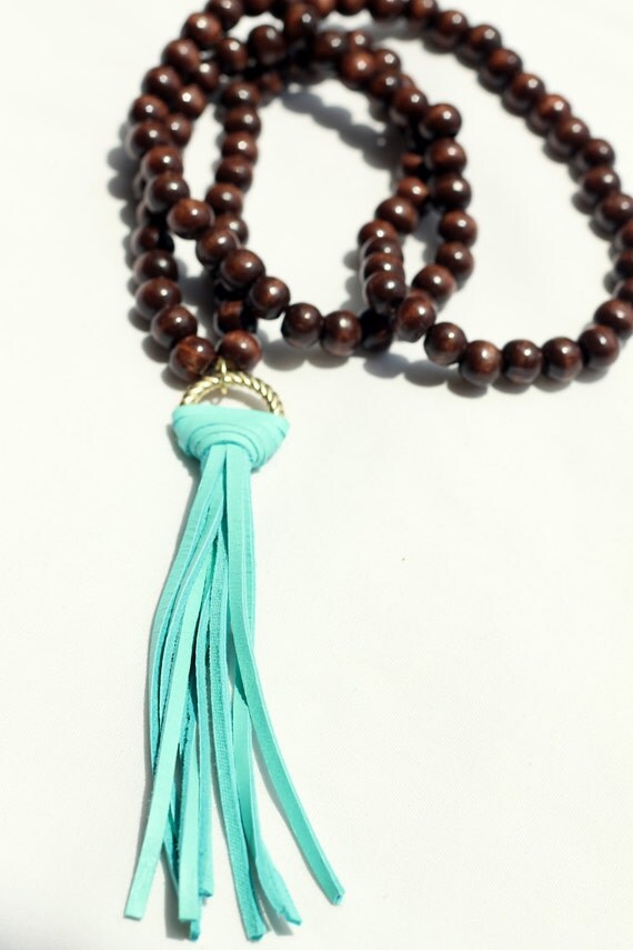 Turquoise Tassel Bead Necklace by FlawlessNautilus on Etsy