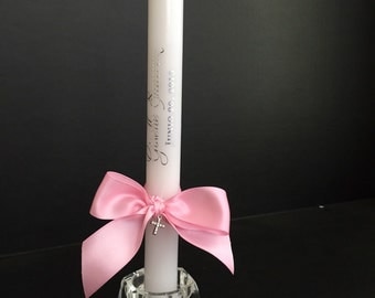 Personalized Baptism Candle - sacrament candle, christening candle, decorated candle, 10 inch candlestick - custom
