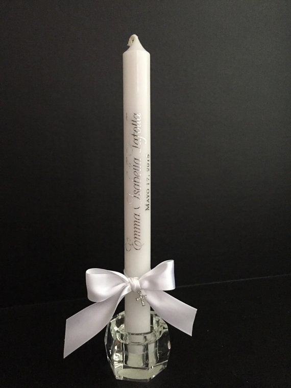 Personalized Baptism Candle 10 inch Candle stick