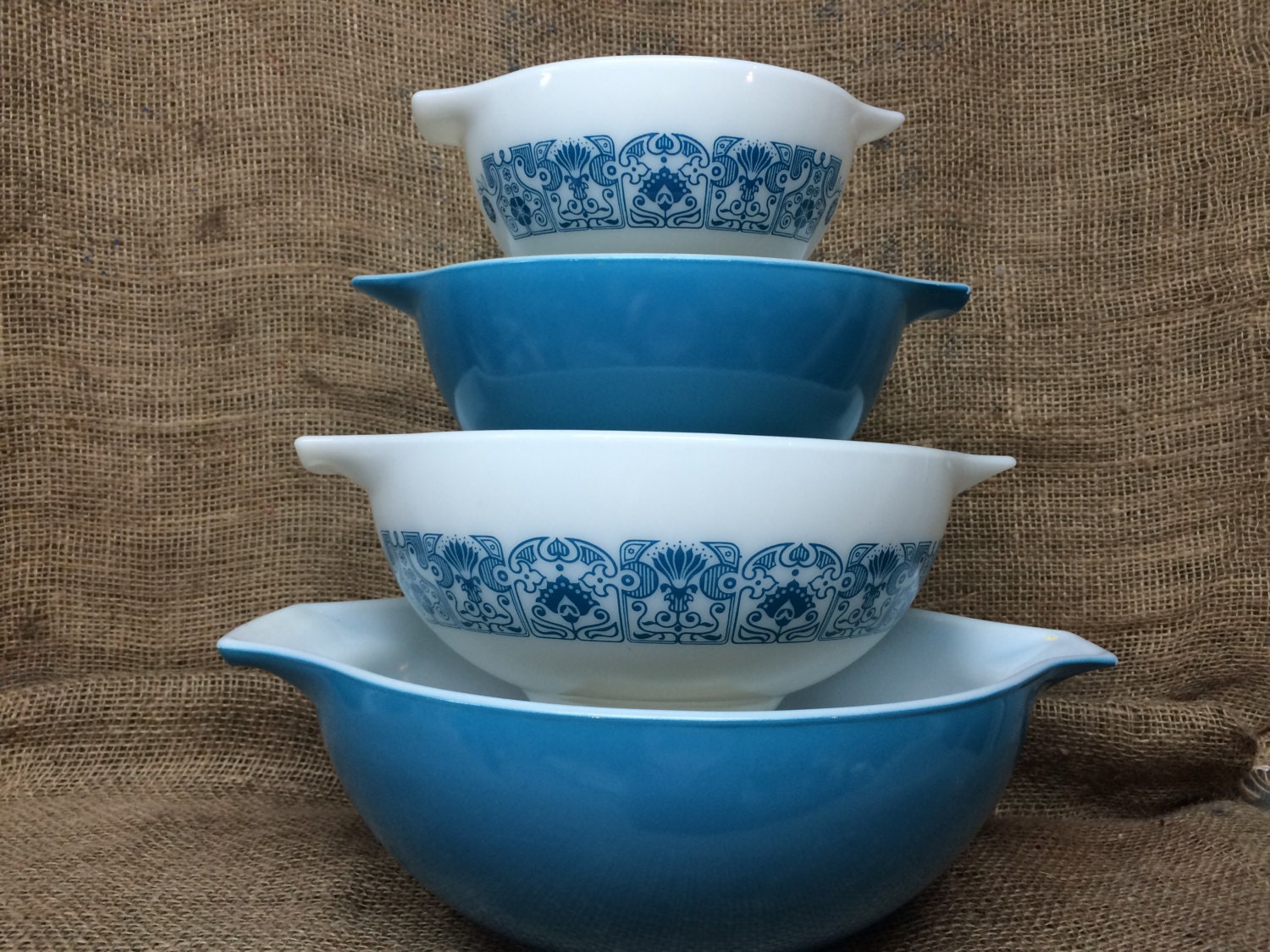 FULL SET Vintage Pyrex Horizon Blue Cinderella Nesting Bowl