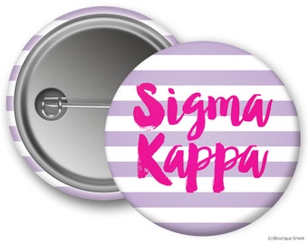 SK Sigma Kappa Stripe Sorority Greek Button