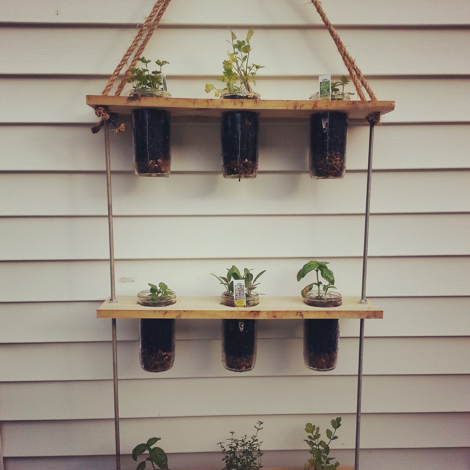 Vertical Herb Garden Mason Jar Planter Wall by OwenStreetStudio