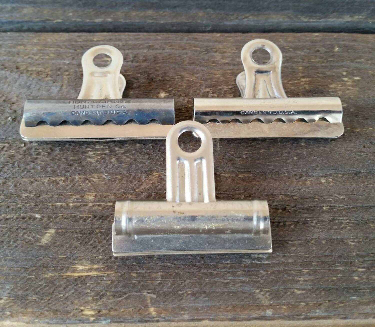Vintage Binder Clips Industrial Metal Clips Hunt by BrassAttics