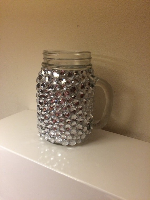 Clear Rhinestone Mason Jar Mug