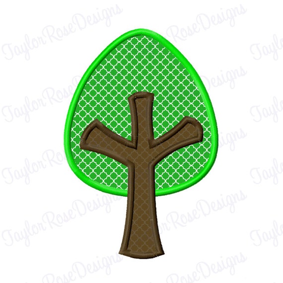 Tree Applique Machine Embroidery Design 4x4 by TaylorRoseDesigns