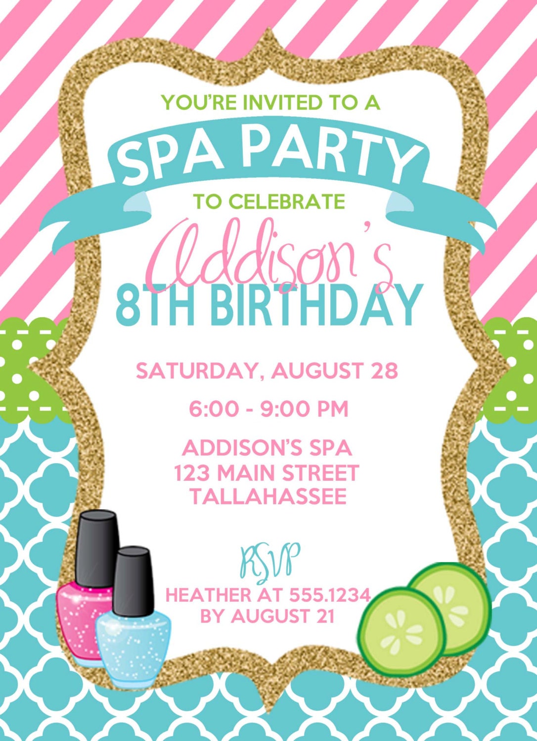 Spa Birthday Invitation Spa Party Invitation Sleepover