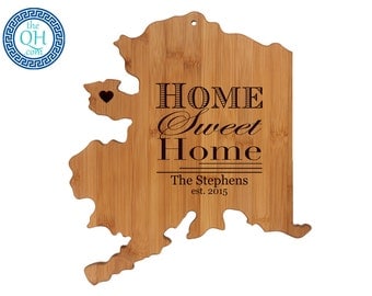 Alaska Personalized Cutting Board | Home Sweet Home | Custom Housewarming or Unique Wedding Gift
