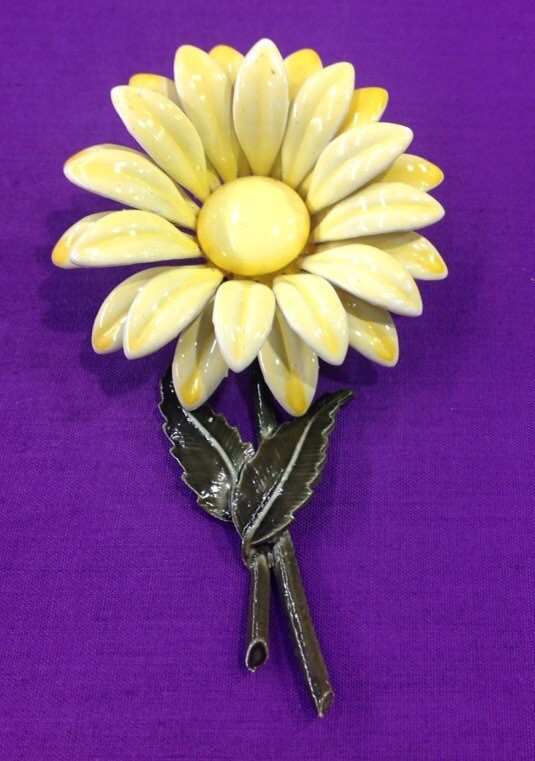 Enamel sunflower brooch Haute Juice