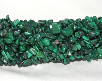 Malachite Chip Beads 5x8mm on String