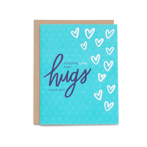 Sympathy Card Sending Love & Hugs Card by littleprintdesign