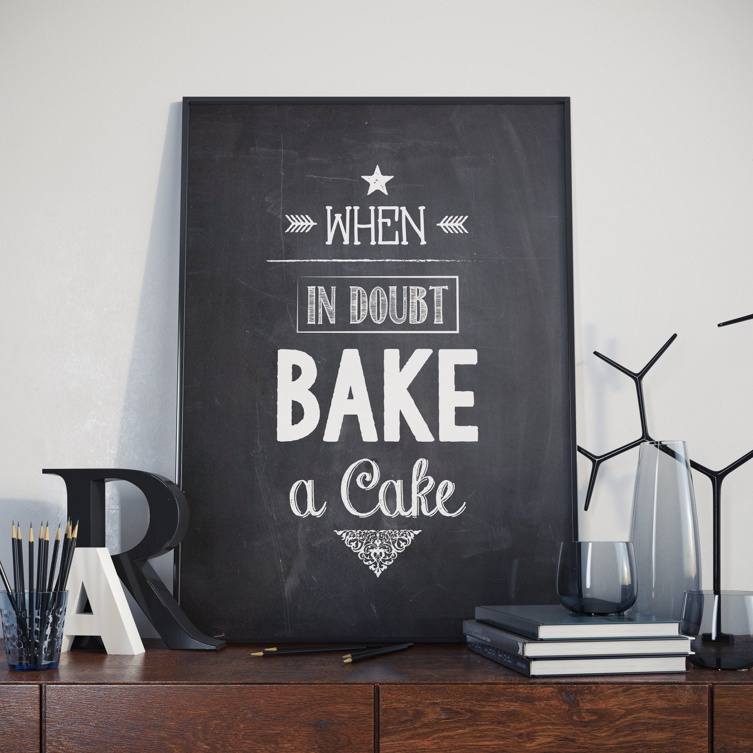 Vintage 'Bake a cake' baking poster.