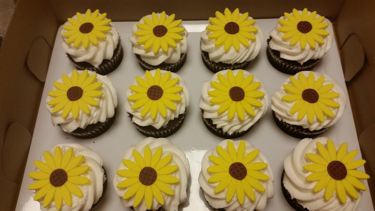 Edible Fondant Sunflowers Cupcake and Cake Toppers