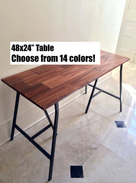 HandFinished Wood Table on Ikea Trestle Legs in by goldenrulenyc