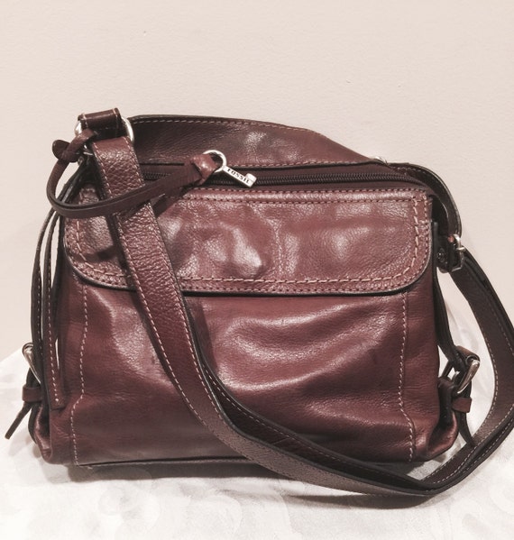 Vintage Fossil handbag brown leather shoulder bag cross body