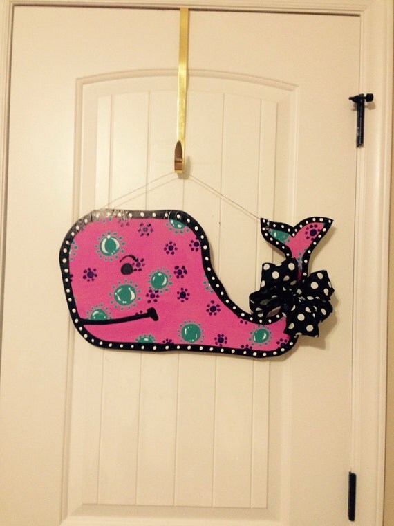 Preppy Whale Door Hanger Whale Door Decor Pink Whale Whale
