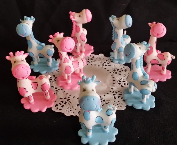 Pink Giraffe Cake Topper, Blue Giraffe Cake Decorations ...