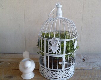Beautiful White Metal Birdcage Wedding Cards