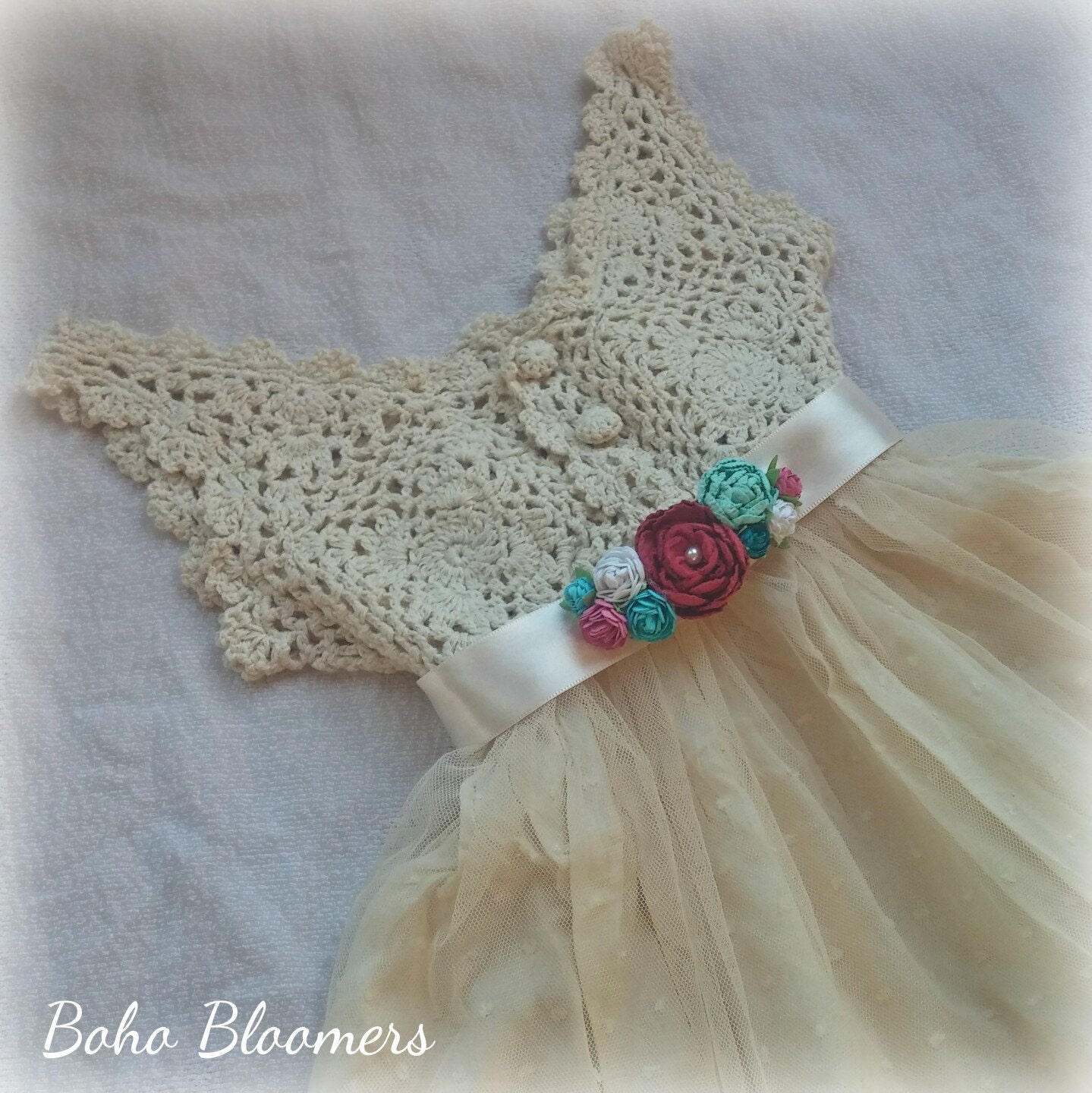 Crochet Dress Boho Baby Dress Bohemian Baby Flower Girl