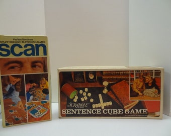 Set of Two Retro Games - Scan/Split Second Matching game & Scrabble Sentence Cube game-SALE!