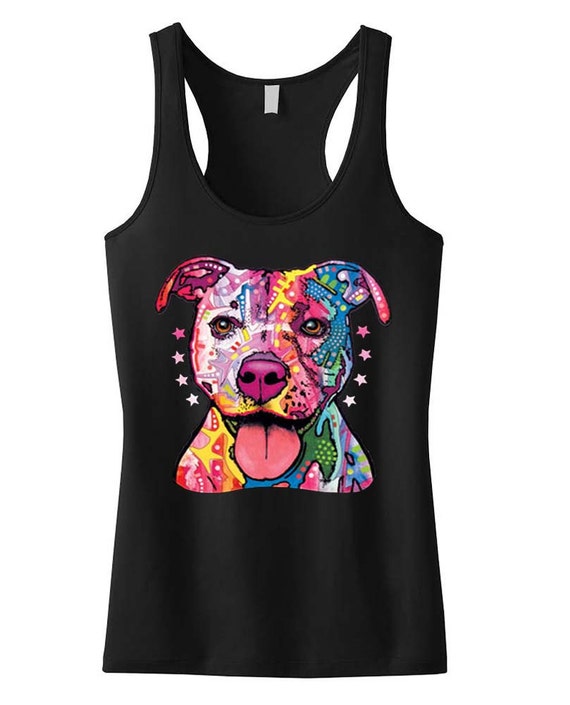 Girl's Neon Pitbull Flourescent Racerback Tank Top Black