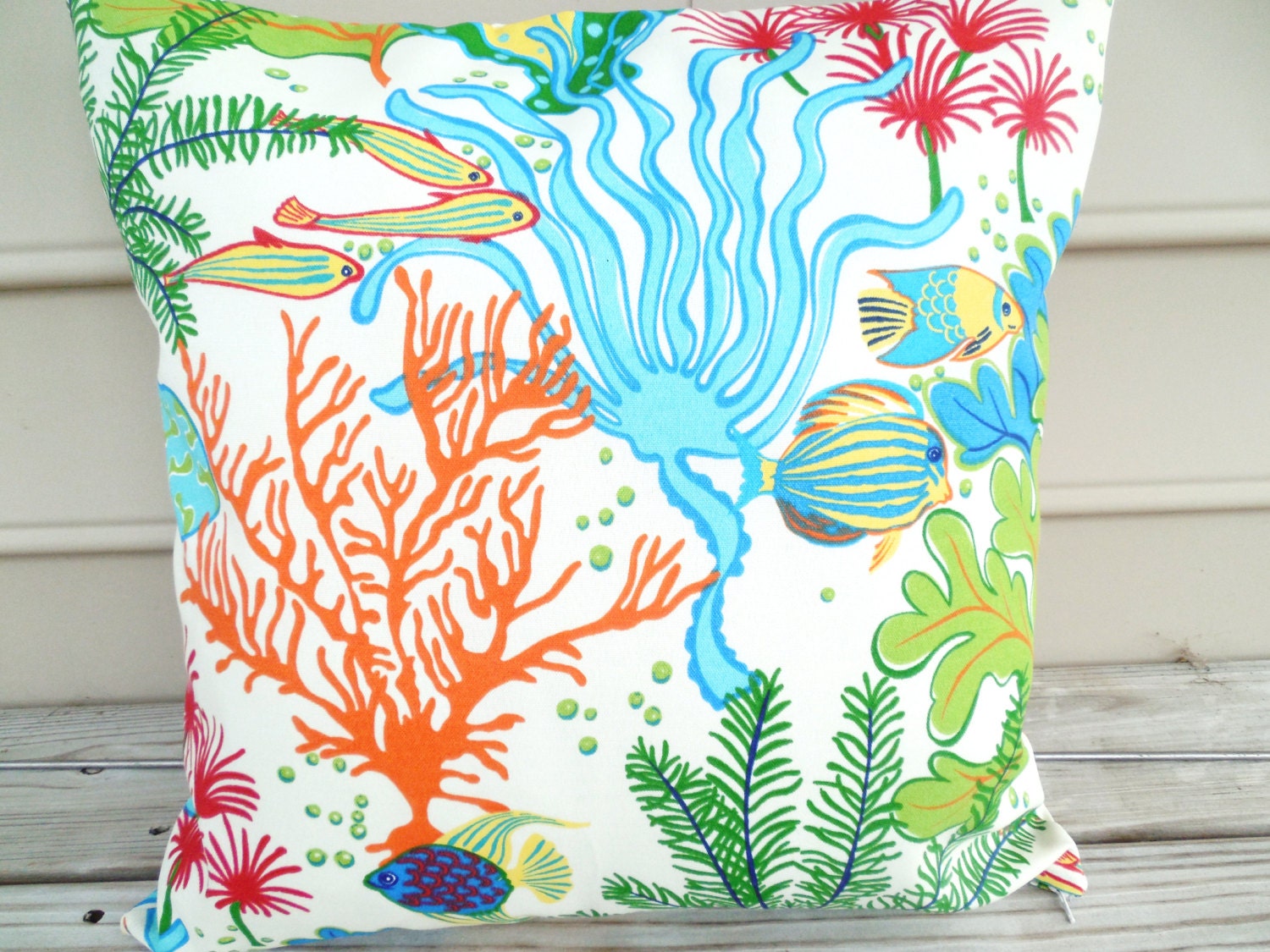Nautical Sealife Outdoor Pillow Cover Beach Coastal Patio