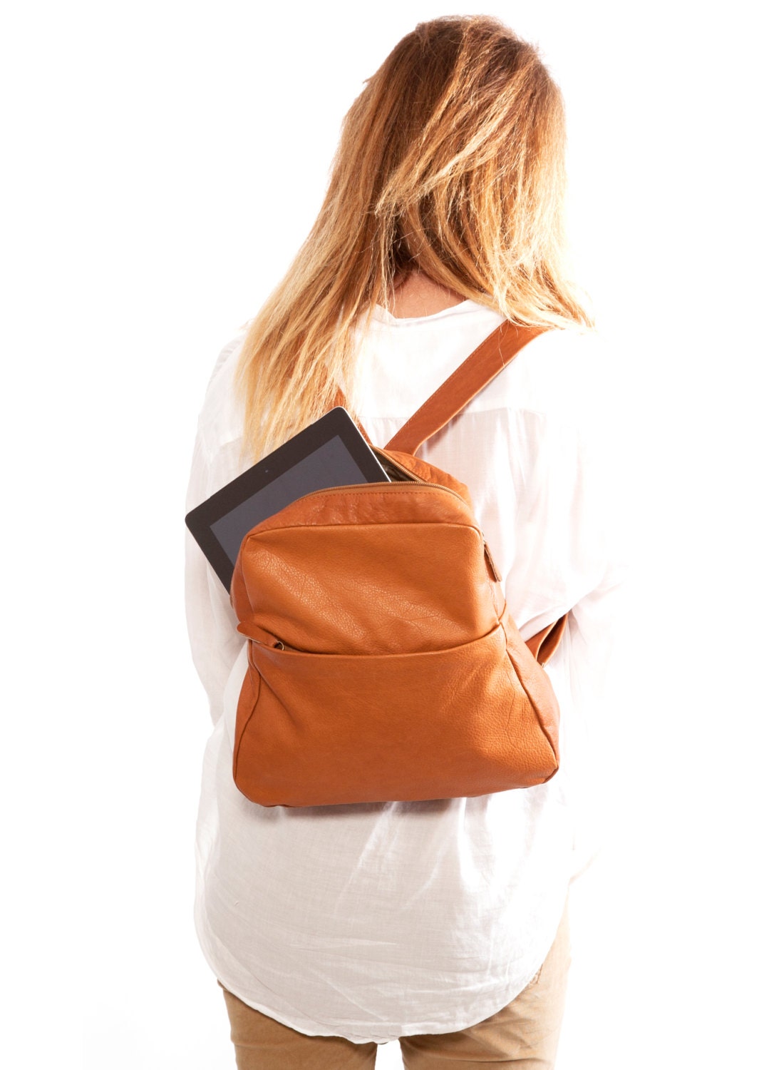 Sale Small leather Backpack Brown lightweight leather bag