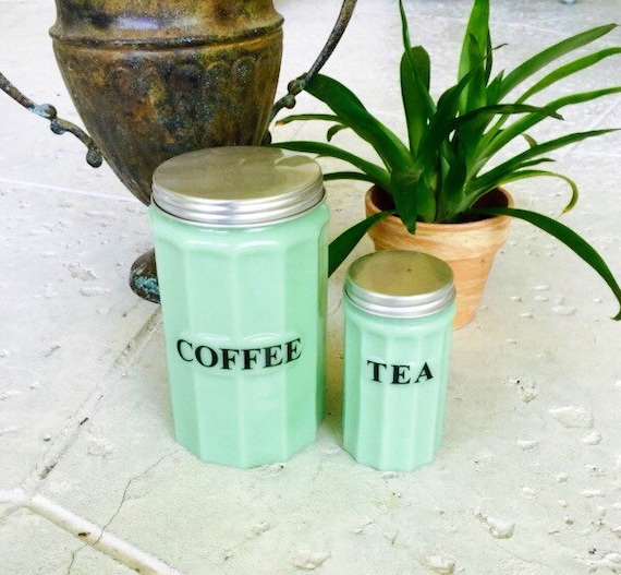 Jadeite Coffee Tea Canister Set // Art Deco