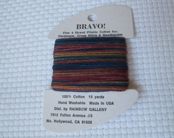BRAVO Rainbow Gallery pliable cotton thread 15 YDS for Cross Stitch and Needlepoint Blue’s Maroon’s & Gold