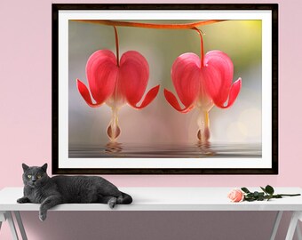 Romantic Wall Art, Valentines Day Gift, Bleeding Heart, Floral Art Print, Garden Art, Romantic Gifts, Flower Print, Garden Decor