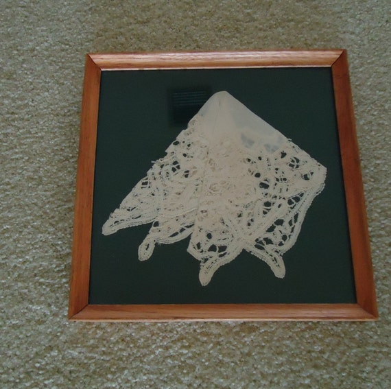 Antique Lace Wedding Handkerchief Framed By Suesansshoppe On Etsy 6654