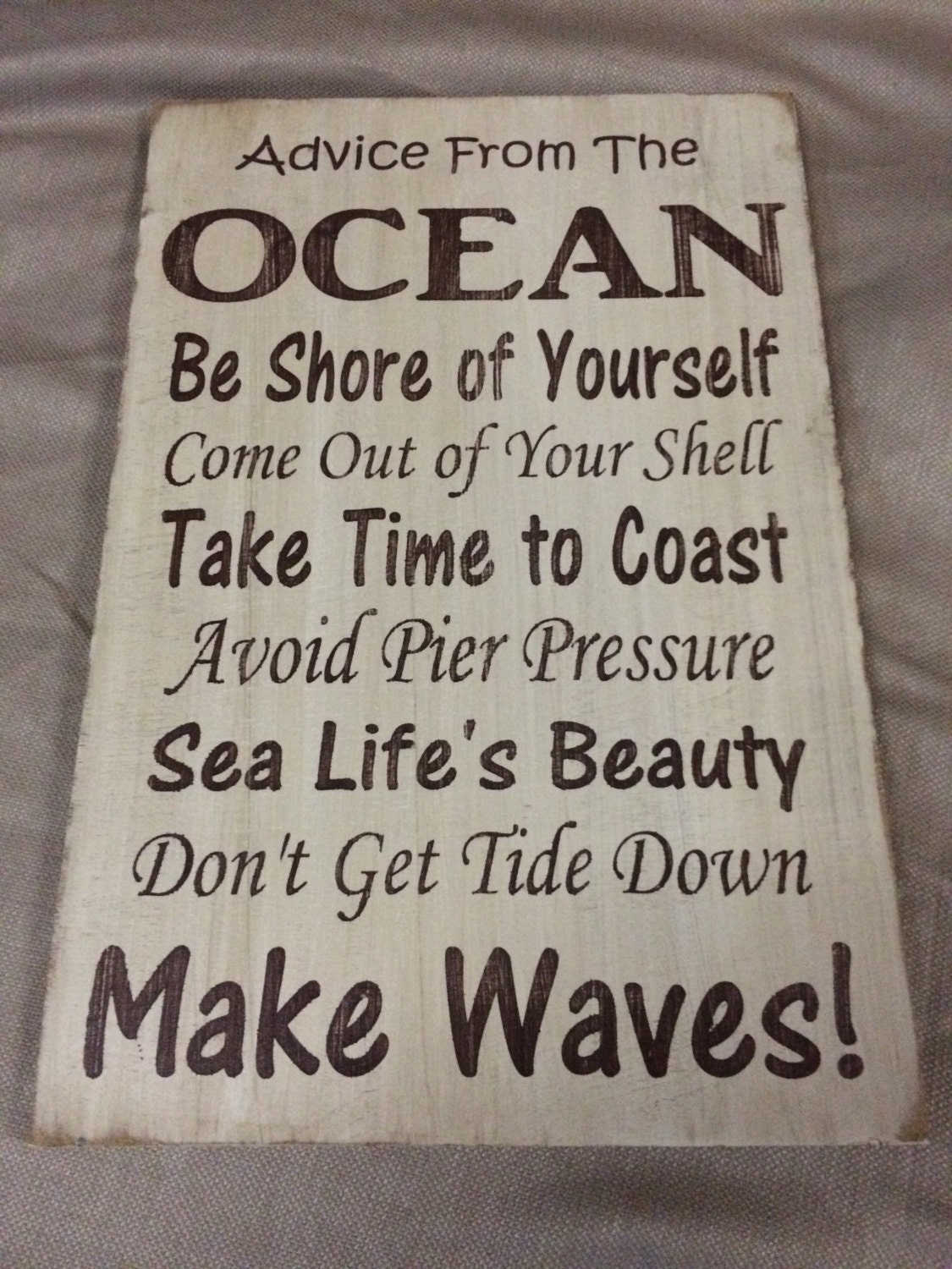 Ocean Rules sign weathered finish by TimberCreekDandCLLC on Etsy