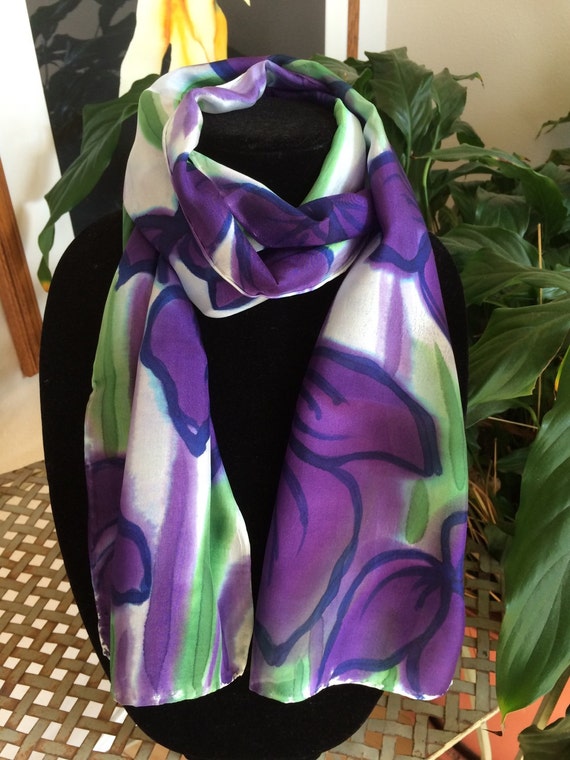 THREE handpainted floral silk scarves by ArcticColorz on Etsy