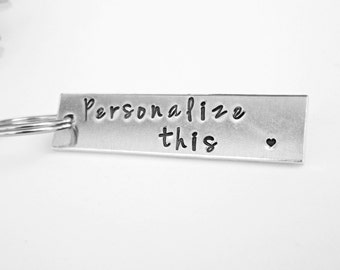 Personalized Keychain - Custom Keychain - Engraved Keychain - Rectangle Keychain - Metal Keychain - Personalized Gift - Wedding Gift