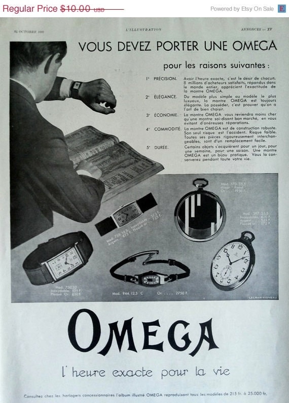 OMEGA watches vintage advertising, Omega poster collectible for ...