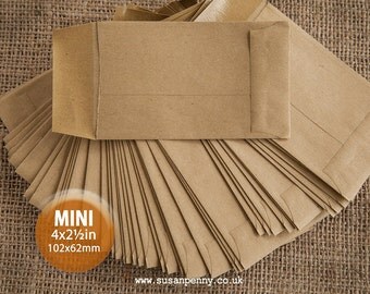 100 Kraft Wedding Favor Envelopes Mini Envelopes Seed Packet Envelope Money Envelope 62x102mm (2 1/2 x 4inchs) - PSS088