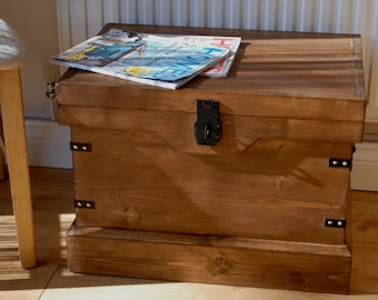 Rustic Wooden Chest Magazine Storage Box Or Side Table Vintage Style Rustic Wooden Chest Magazine Storage Box Or Side Table Vintage Style