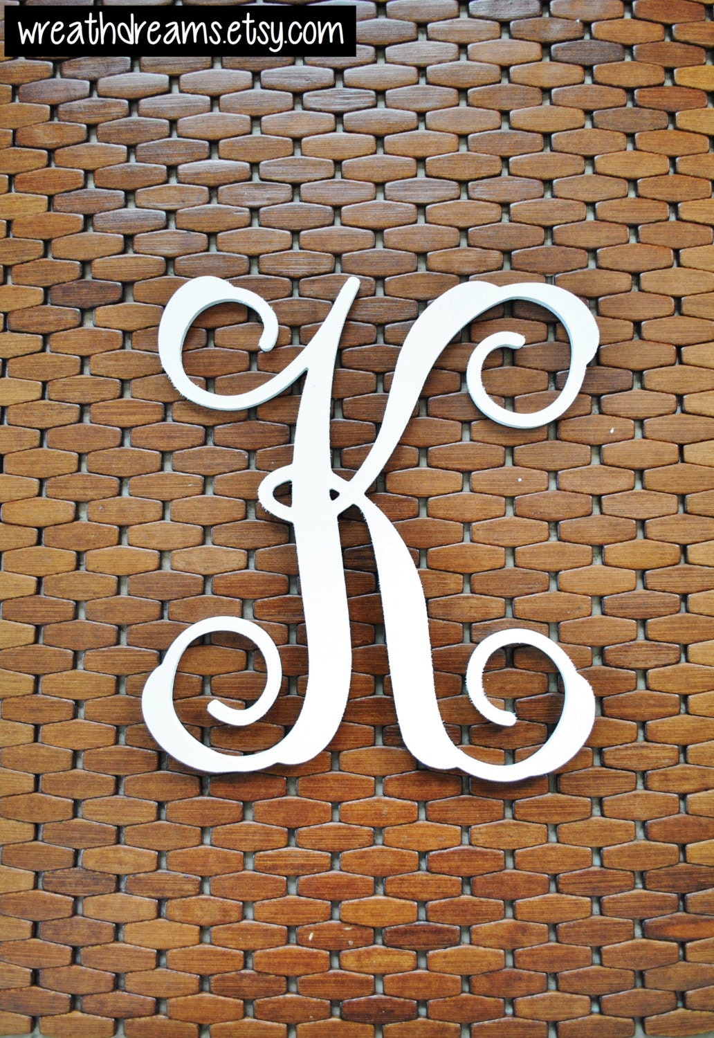 Letter "K" 12-20 Inch Wood Script Monogram. Wood Monogram.