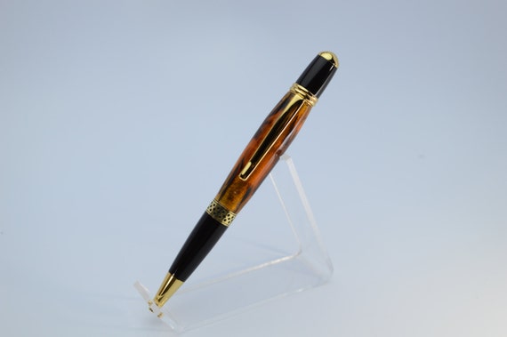 Gold & Black Acrylic Mesa Style Twist Pen in Gold and Black