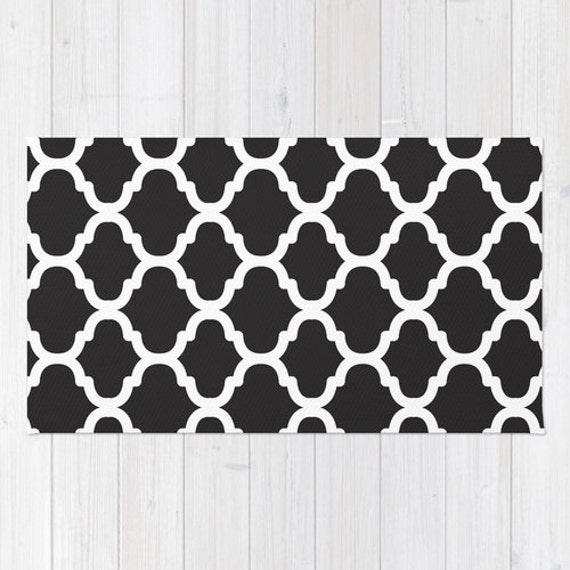 Moroccan Pattern Area Rug Black and White Modern by AldariHome