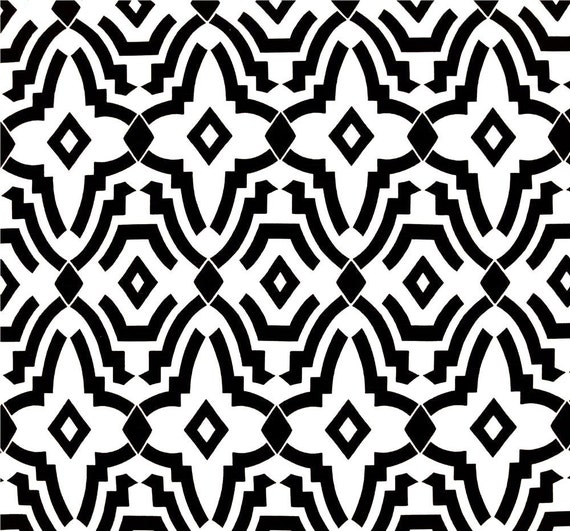 Black & White Contemporary Indoor Outdoor Fabric by CottonCircle