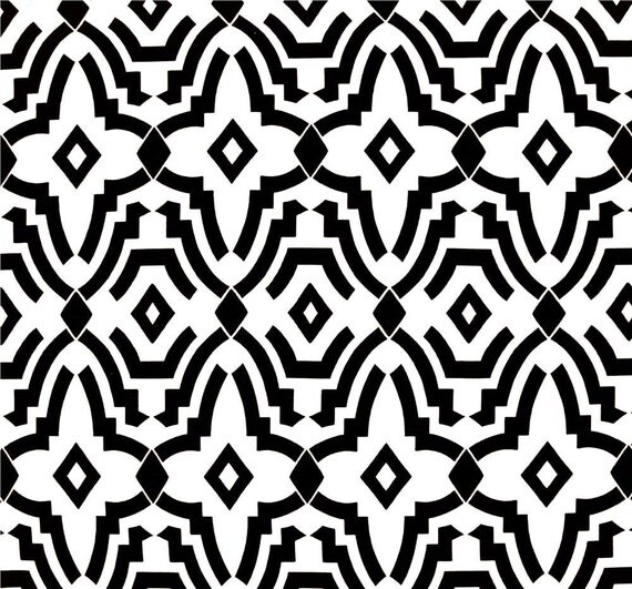 Black & White Contemporary Indoor Outdoor Fabric by CottonCircle